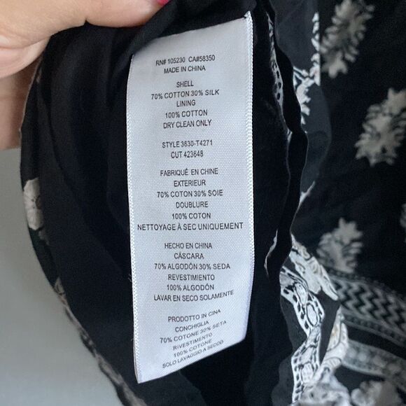 Joie- women’s Chatham silk cotton Black and white boho top- Size medium - Picture 9 of 10